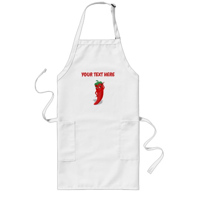 Tablier Long Cartoon Chili Pepper With Custom Text (Devant)