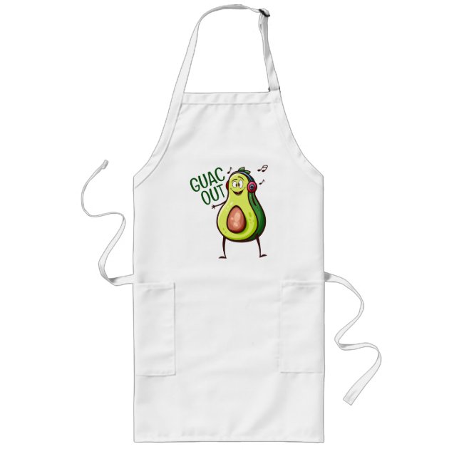 Tablier Long Casques audio Avocado amusants (Devant)