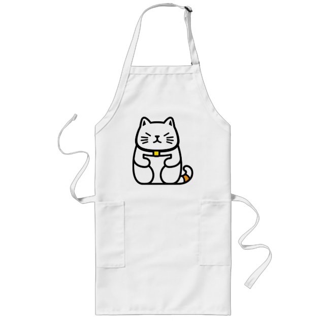 Tablier Long Chat chanceux japonais ou Maneki-Neko (Devant)
