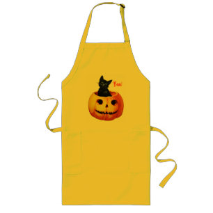 Tablier Long Chat en Citrouille Vintage Halloween Apron