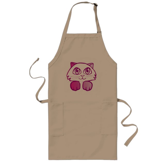 Tablier Long Chaton violet (Devant)