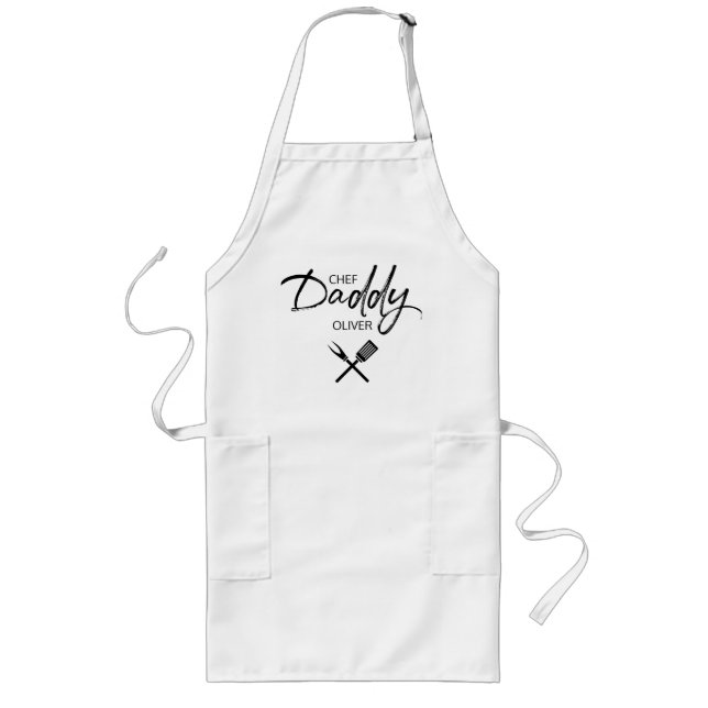 Tablier Long Chef Daddy Script papa personnalisé (Devant)