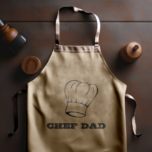 Tablier Long "Chef Papa" Typographie de chapeau de chef pour ba