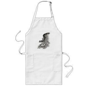 Tablier Long Chine Dragon, noir et blanc Design en Tattoostyl
