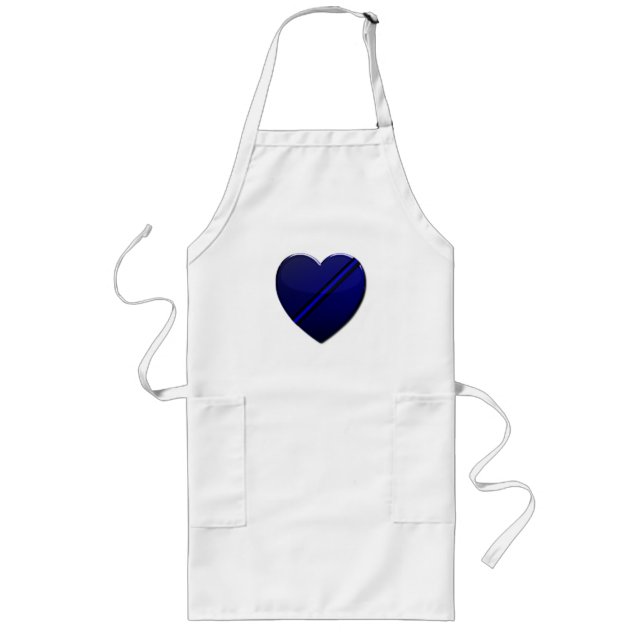 Tablier Long Coeur mince de ligne bleue (Devant)