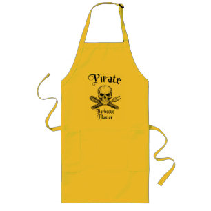 Tablier Long Conception de crâne de maître de barbecue pirate
