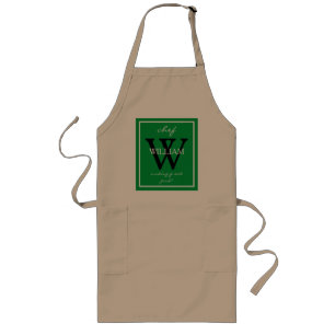 Tablier Long Cool moderne Monogram Le NOM du chef fait de la bo