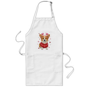Tablier Long Corgi Mignon Cœur Saint Valentin