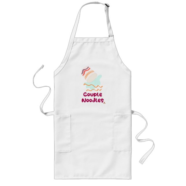 Tablier Long Couple Noodles Drôle Ramen Cup Cartoon (Devant)