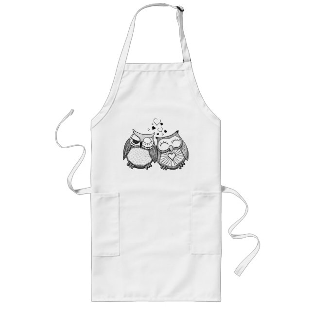 Tablier Long Couples mignons de hibou (Devant)