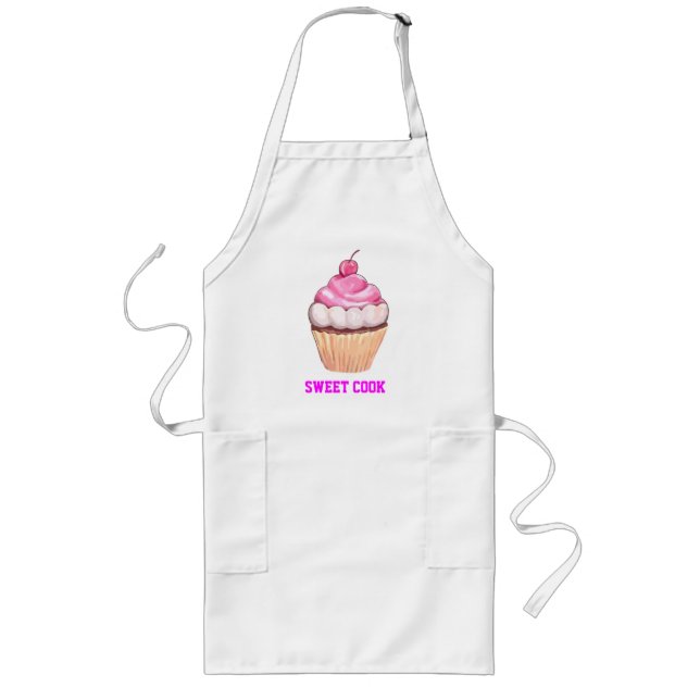 TABLIER LONG CUPCAKE CHEF'S CUPCAKE APRON - PINK SWEETS (Devant)