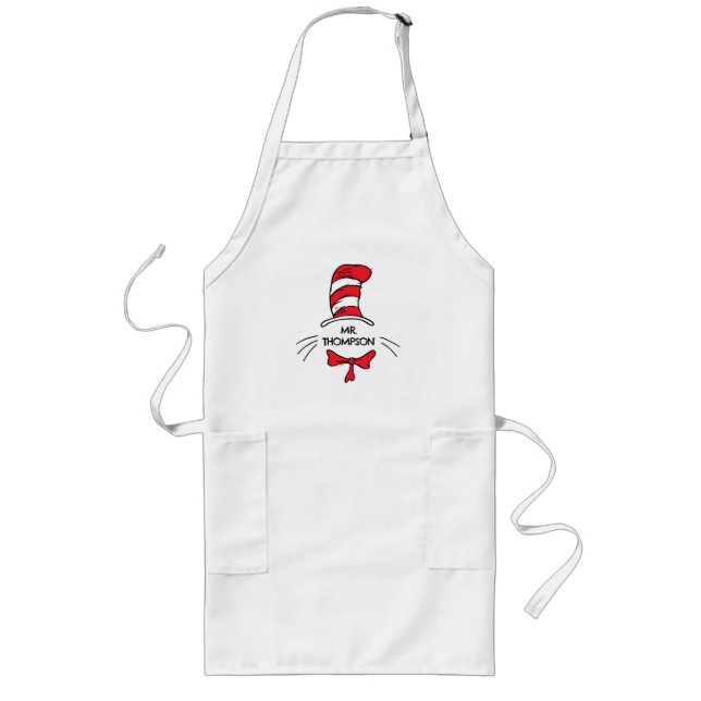 Tablier Long Dr Seuss | Chat dans le Casquette Nom de l'enseign (Devant)
