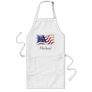 Tablier Long Drapeau américain blanc et bleu rouge personnalisé