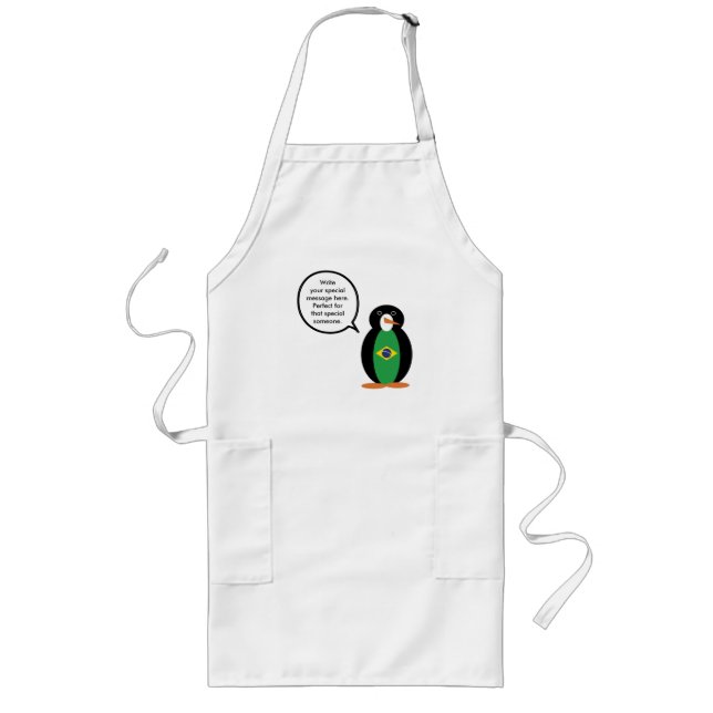 Tablier Long Drapeau Brésilien Parlant de Mme Penguin Long Apro (Devant)