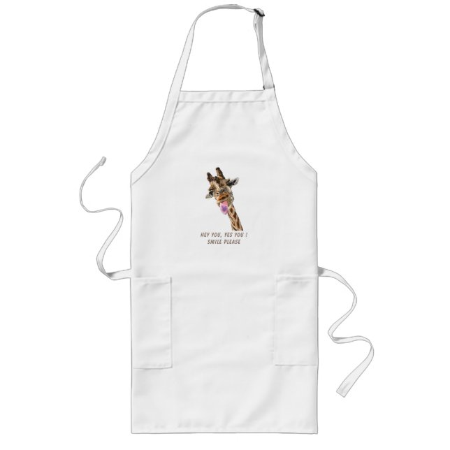 Tablier Long Drôle Tongue Giraffe Out et Jouer Wink Cartoon (Devant)