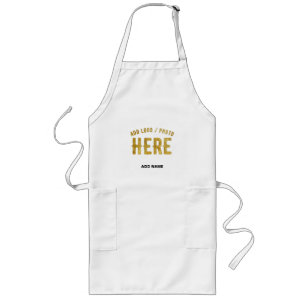 TABLIER LONG ÉLÉGANT MODERNE PERSONNALISABLE BLANC VÉRIFIÉ MARQ