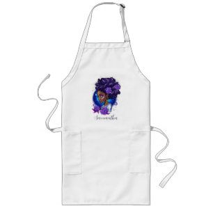 Tablier Long Élégante femme Afro Rose violette
