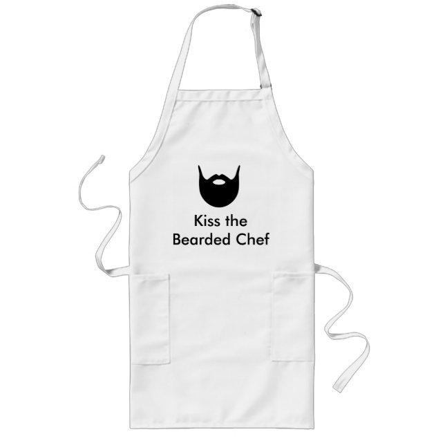 Tablier Long Embrassez le chef barbu - tablier blanc (Devant)