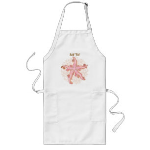 Tablier Long Étoiles de mer et motif pastel rose corail