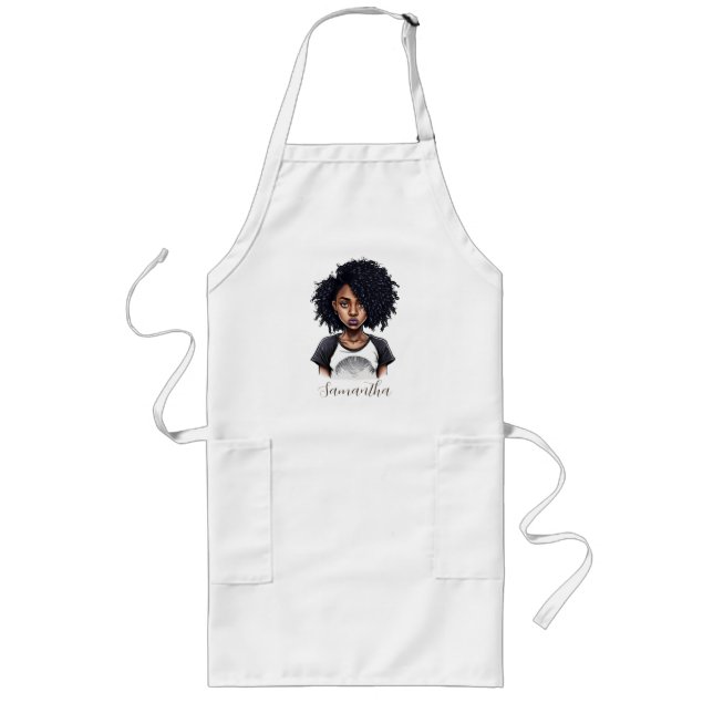 Tablier Long Femme afro chic et classique (Devant)