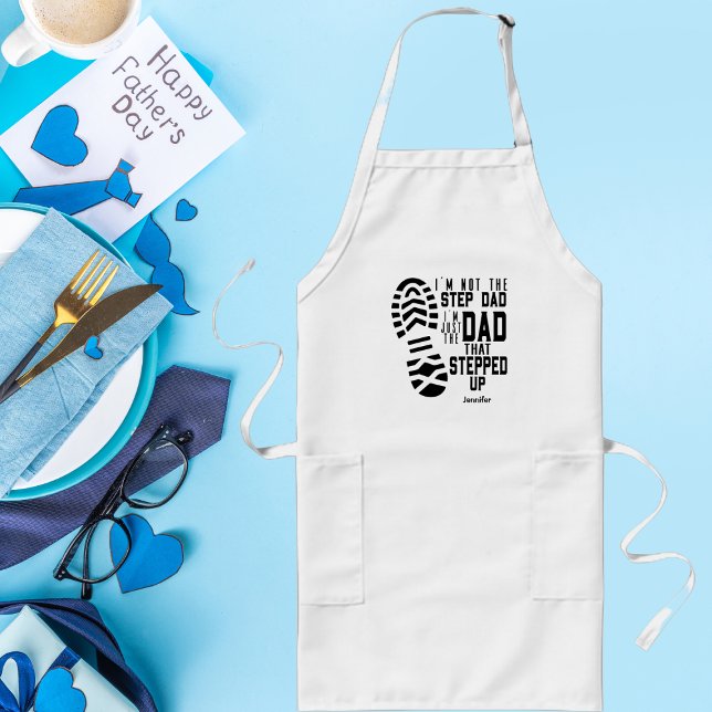 Tablier Long Fête des pères papa Étape personnalisée (Créateur téléchargé)
