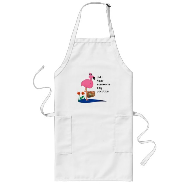 Tablier Long Flamant rose sur le tablier de vacances (Devant)