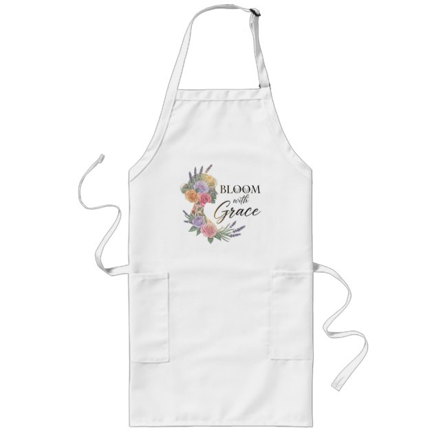 Tablier Long Fleur avec Grace Elegant Floral Femme Silhouette (Devant)