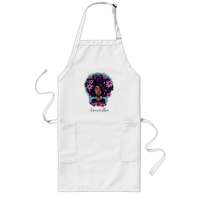 Tablier Long Floral Sparkling Afro Femme (Devant)