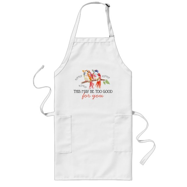Tablier Long Fun Chef Comment Aquarelle Oiseaux (Devant)