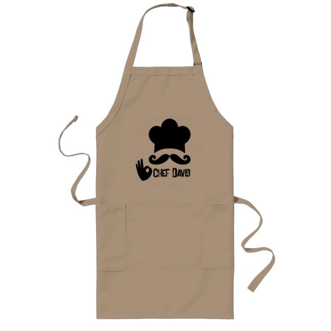 Tablier Long Funky Black Mustache Custom (Devant)