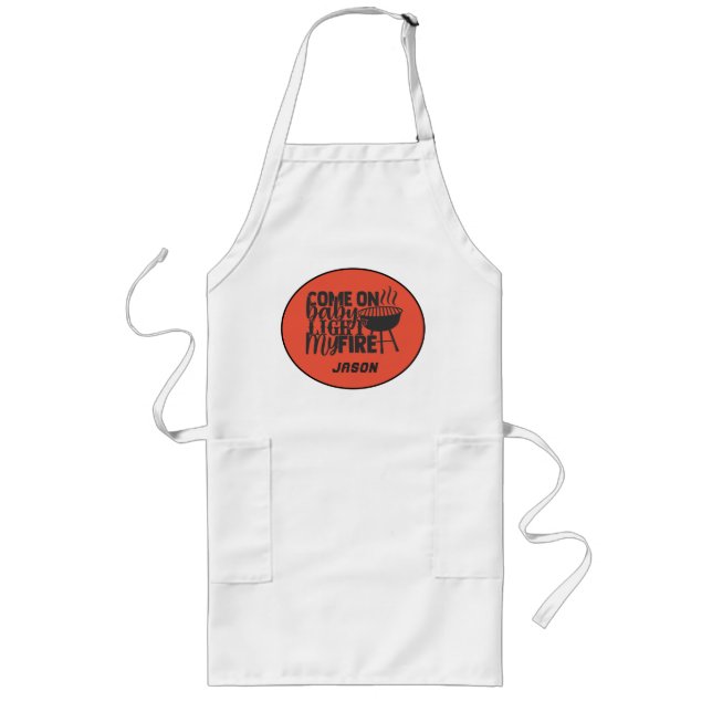 Tablier Long Funny BBBQ Light Mon Jardin Feu Grill Personnalise (Devant)