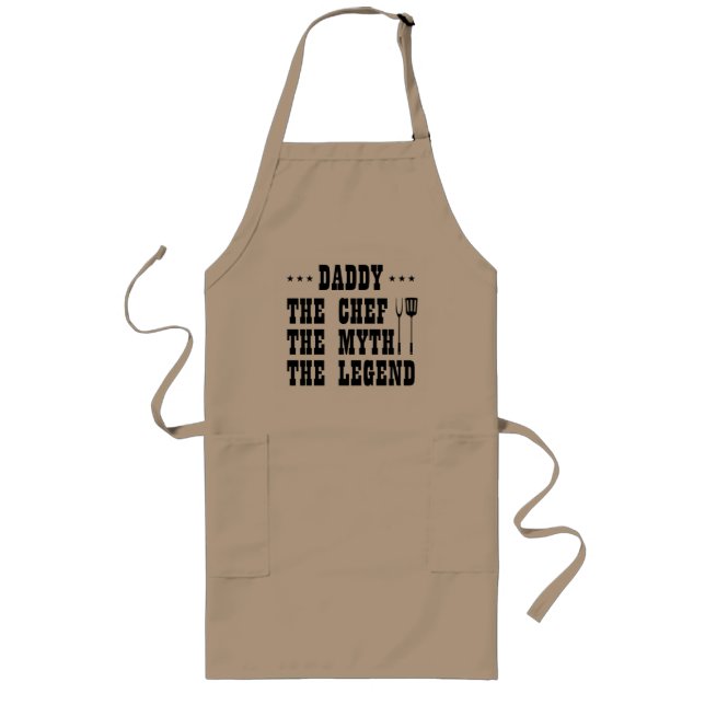 Tablier Long Funny BBBQ Papa Chef Mythe Légende Typographie (Devant)