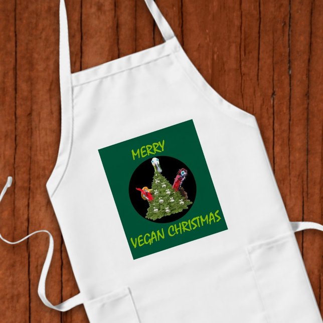 Tablier Long Funny merry vegan christmas for vegeterians (Merry Christmas animal lovers)