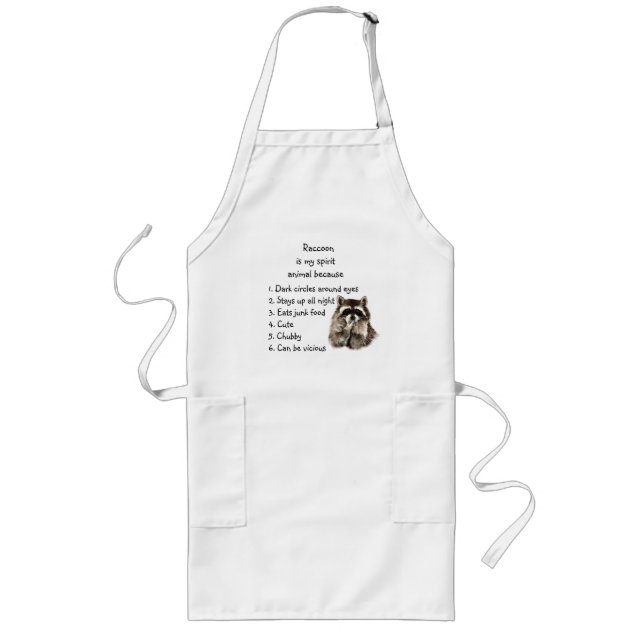 Tablier Long Funny Raccoon Spirit Animal Humour mignon Aquarell (Devant)