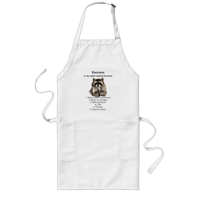 Tablier Long Funny Raccoon Spirit Humour animal (Devant)
