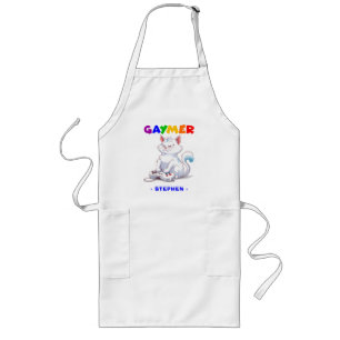 Tablier Long Gaymer - Rainbow Gaming Cat avec console   LGBTQ