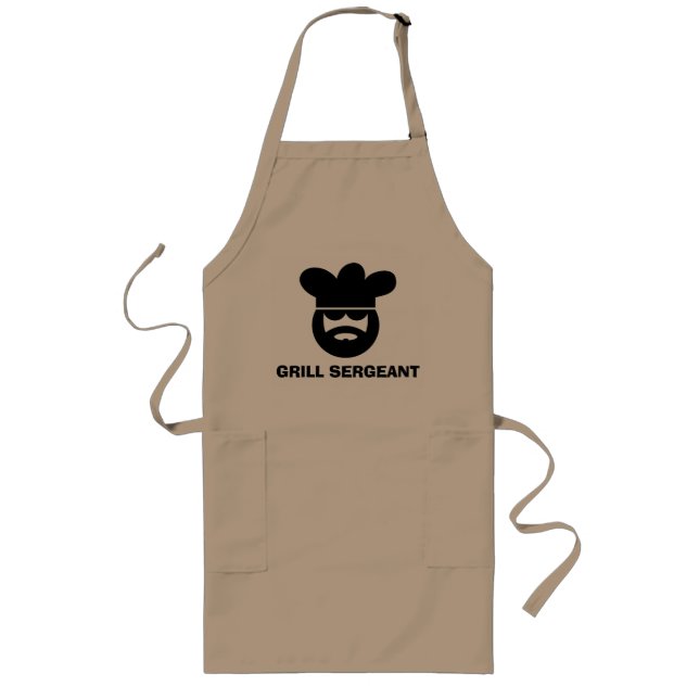 Tablier Long Grand tablier BBBQ beige pour hommes | Sergent-gri (Devant)