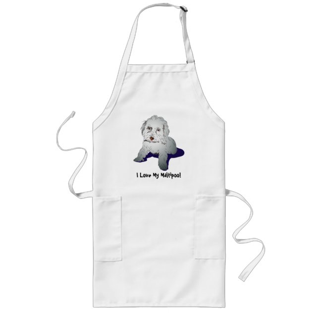 Tablier Long Graphique de marionnettes mignonnes de Maltipoo (Devant)