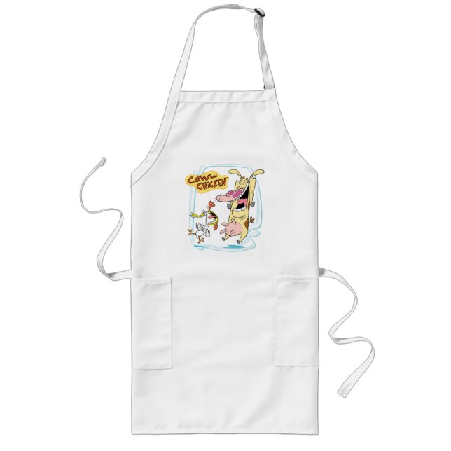 Tablier Long Graphique de rire de vache et de poulet (Devant)
