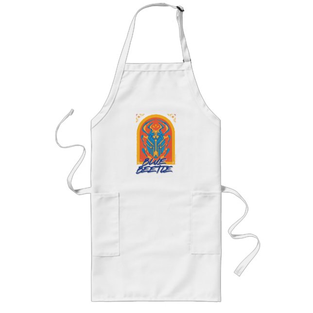 Tablier Long Graphique de Talavera de scarabée bleu (Devant)