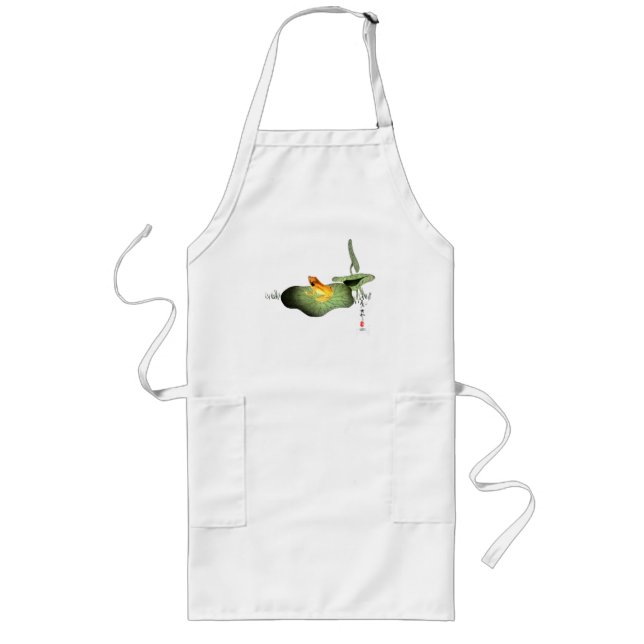 Tablier Long Grenouille jaune sur feuille de lotus (Devant)