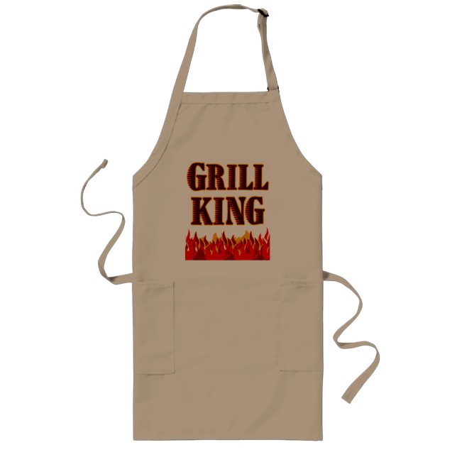 Tablier Long Grill King Flames BQ Slogan Apron (Devant)