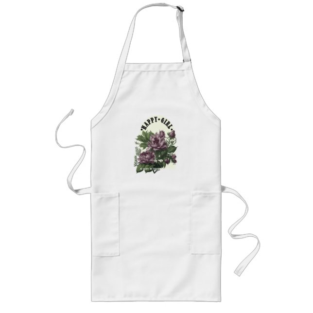 Tablier Long Happy Girl design floral (Devant)