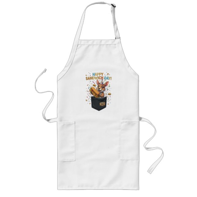 Tablier Long Happy Sandwich Day Boss- Kangaroo Foodie Animal (Devant)