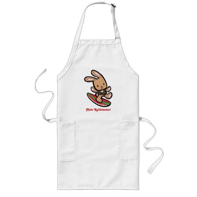 Tablier Long Hawaiian Surfing Bunny Cartoon de vacances (Devant)