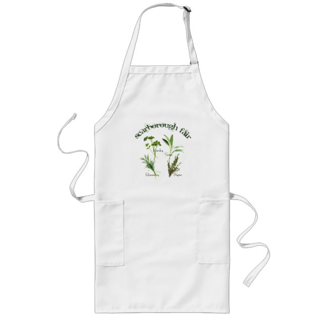 Tablier Long Herbes botaniques Sage de persil Rosemary Texte de (Devant)
