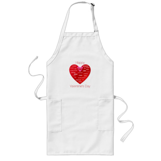 Tablier Long Heureuse Sainte-Valentin de nombreuses langues d'a (Devant)