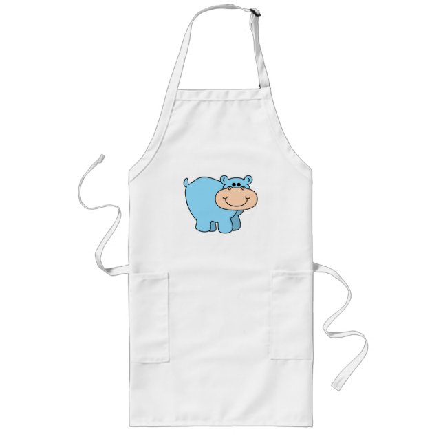 Tablier Long hippo bleu bébé (Devant)