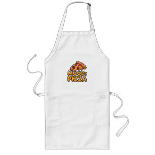 Tablier Long Humeur : Pizza - Fun Cartoon Slice avec Happy Topp