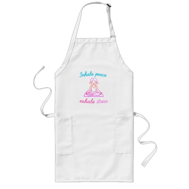 Tablier Long Inhale Peace Exhale Stress | Graphique de Yoga (Devant)